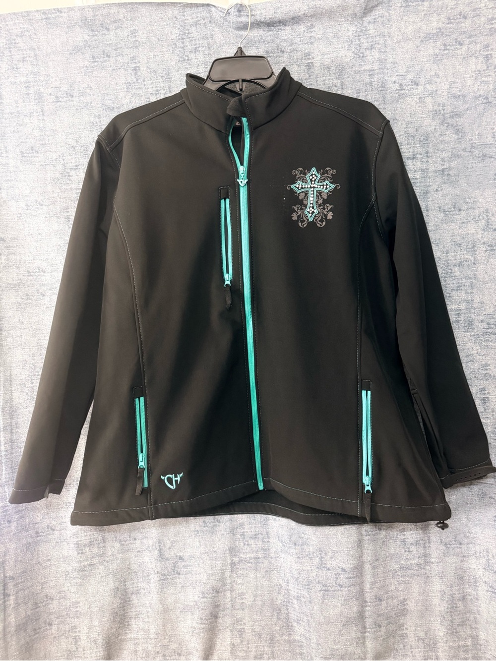 Women’s Black Coat with cross accents. Size XXL